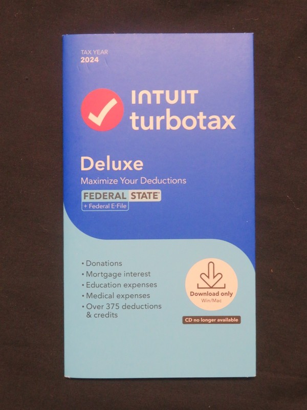 Genuine 2024 Intuit Turbotax Deluxe Federal State Windows Mac Staples