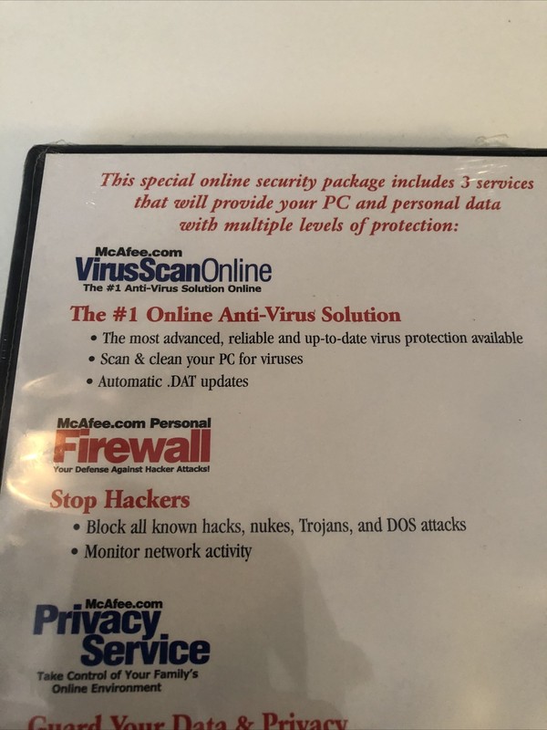 McAfee Online Security Package VirusScan Firewall Privacy Service gallery