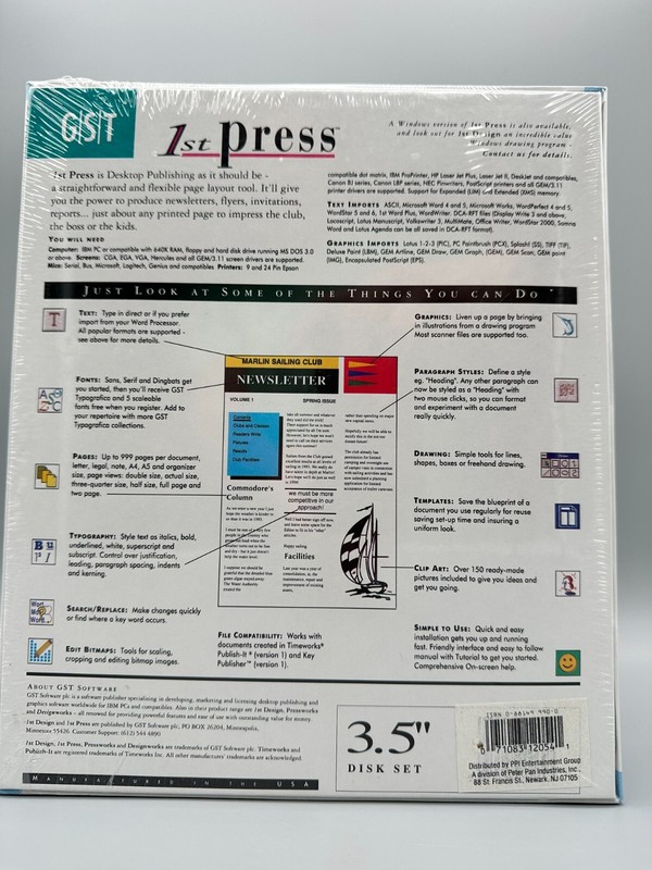 GST 1st Press Desktop Publishing Software 3.5" Diskette Windows NEW OLD STOCK! gallery