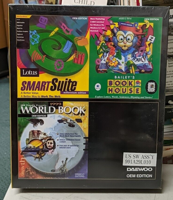 Daewoo OEM Edition Software Bundle SmartSuite 1999 WorldBook Bailey’s Book House