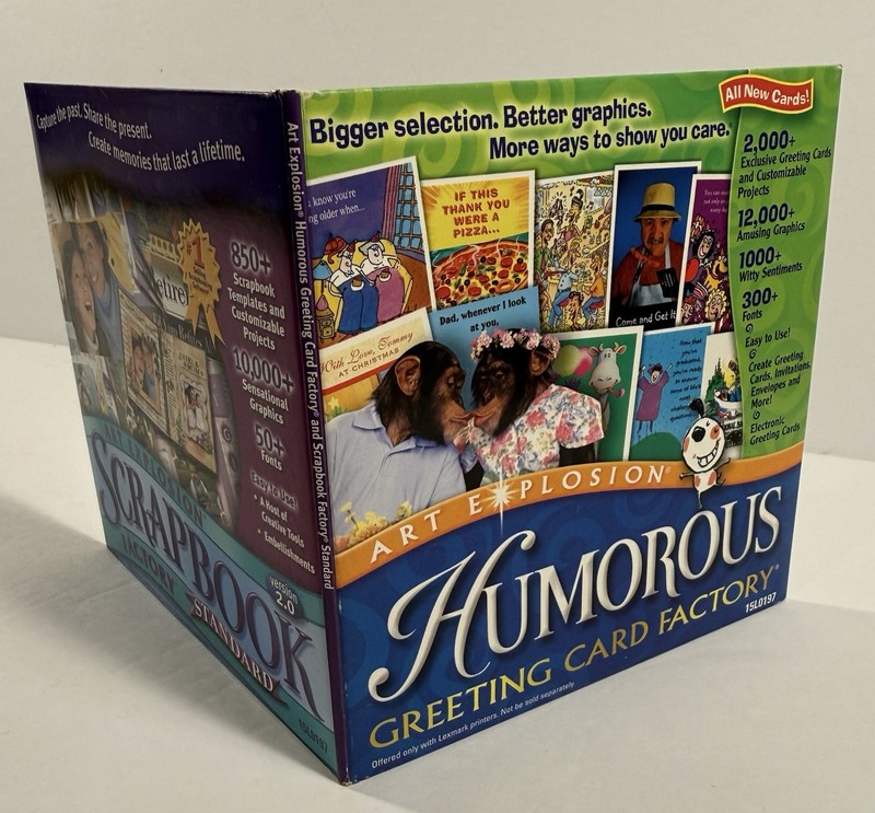 ART EXPLOSION GREETING CARD FACTORY, Humorous/Scrapbook, 2001-3, 2 Discs CD-ROM