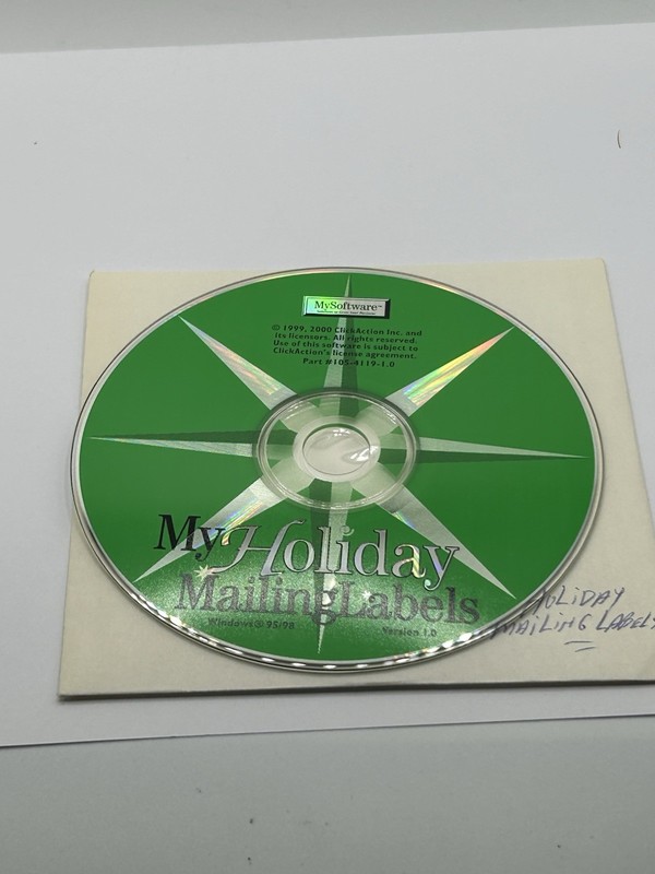 My Software My Holiday Mailing Labels retro PC Windows 95/98