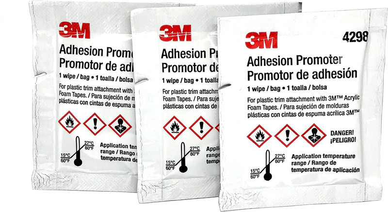 3M 4298 Adhesion Promoter Tape Primer 3 Pack Sponge Applicators Auto Trim Pad