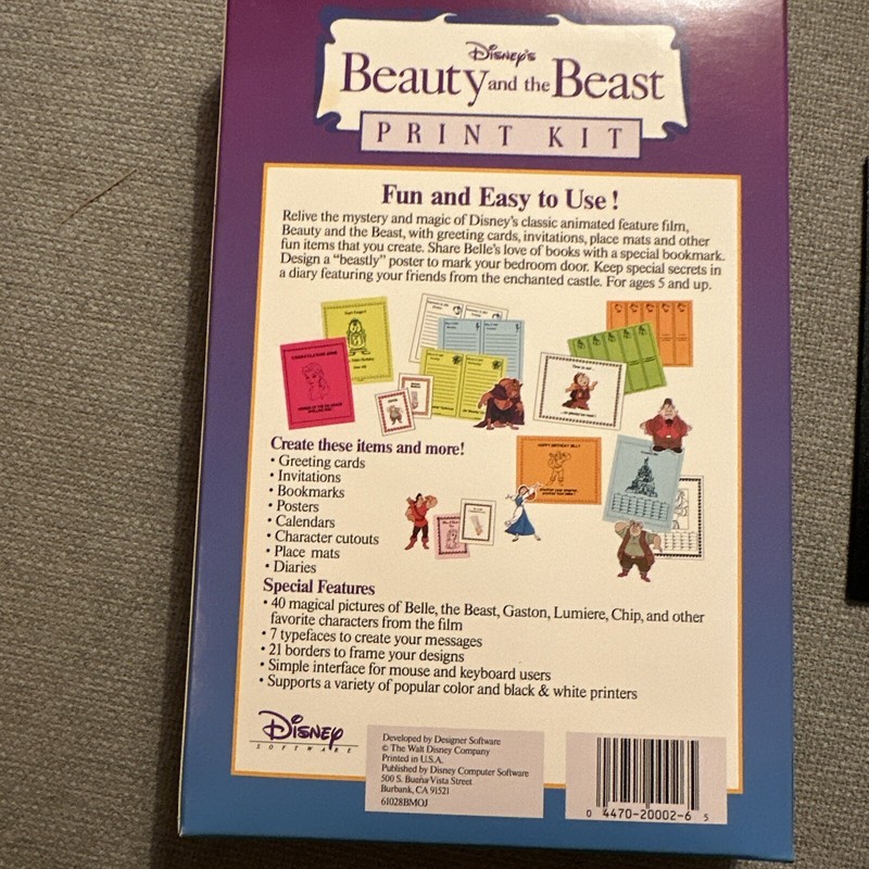Beauty and the Beast Print Kit, Disney - IBM Tandy Version, Vintage PC Software gallery