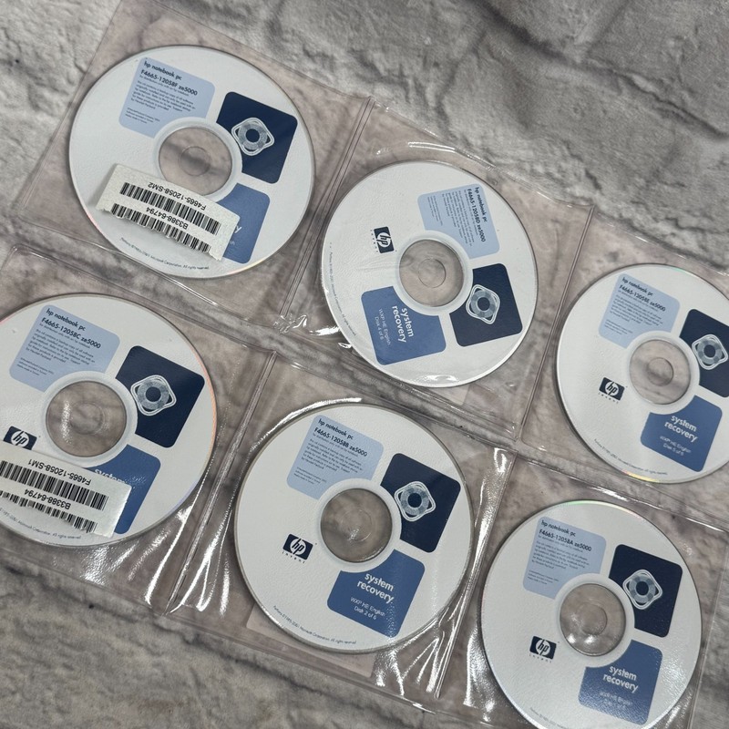 2002 HP Notebook PC System Recovery Discs 1-6 WXP HE English F4665-12058E ze5000