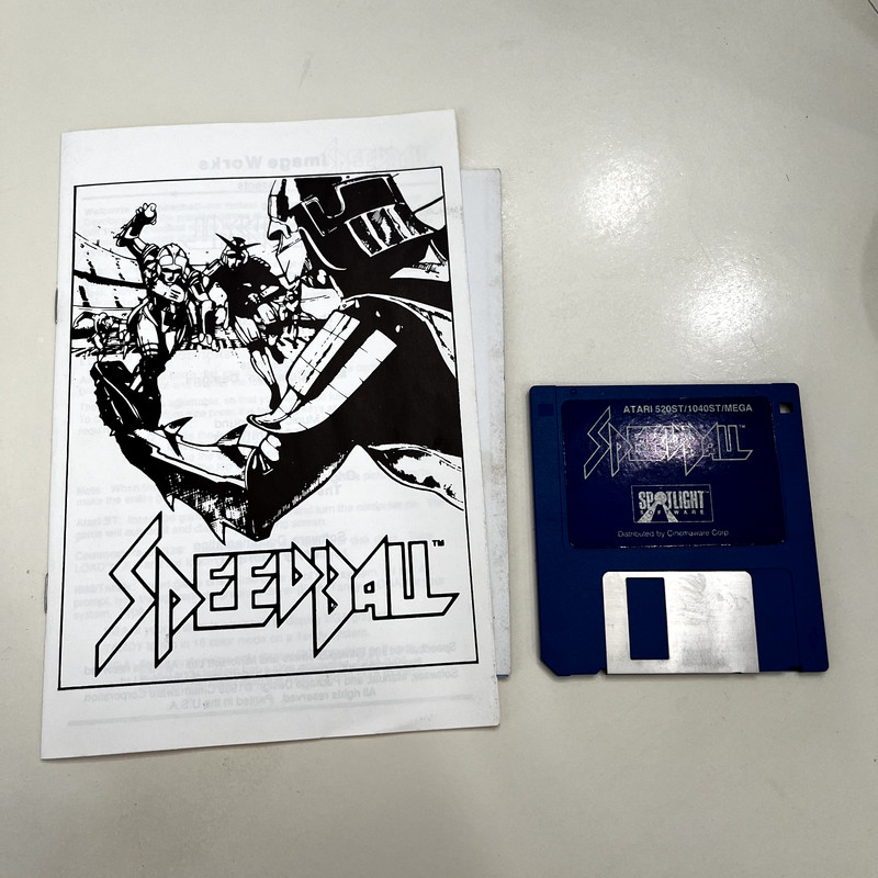 Speedball Atari St 3.5″ Disk Manual and Poster Video Game Spotlight Software