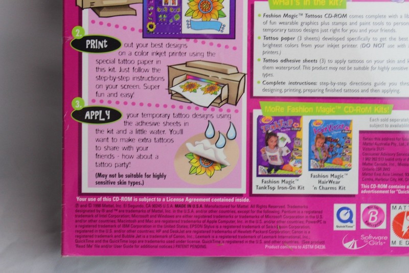 Fashion Magic Tattoos PC CD Vintage Brand New Sealed In Box Temporary Tat Kids gallery