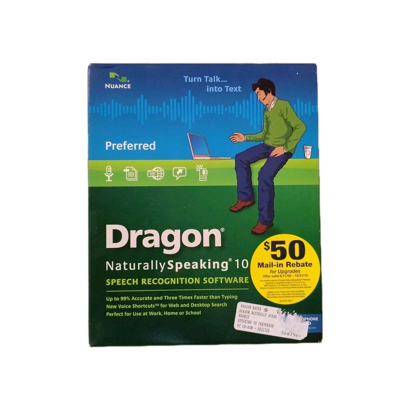 Dragon Naturally Speaking 10 Preferred Speech Recognition Software Headset NEW