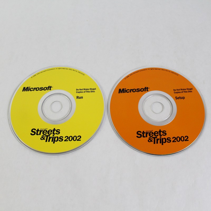 Microsoft Streets & Trips 2002 2 DISC Set Setup & Run No Jewel Case