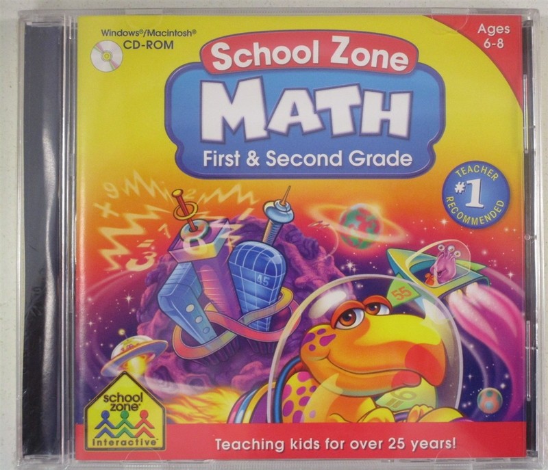 Software PC School Zone Math First & Second Grade 1 2 1st 2nd NEW SEALED Jewel