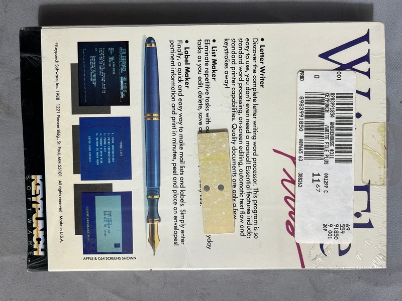 Vintage Writer File+ Database for C64/Apple/IBM Disk New Sealed Box 1984 gallery