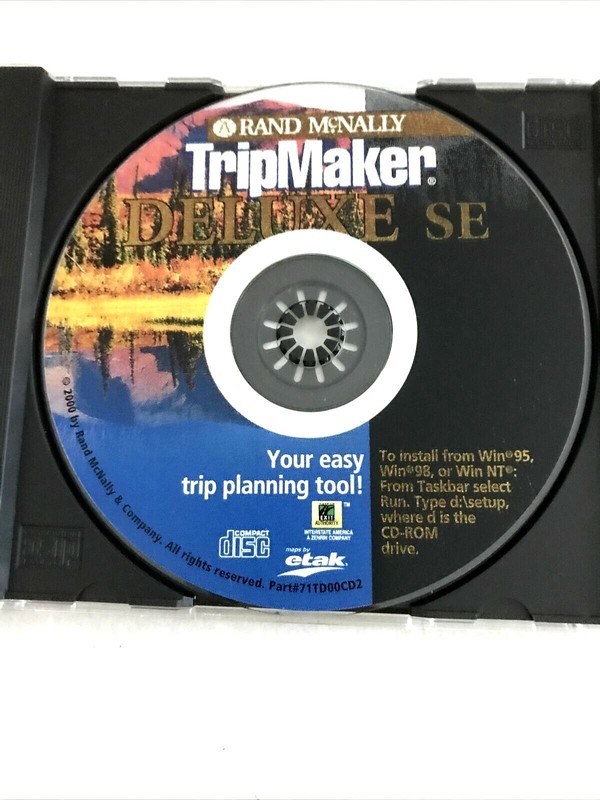 RAND MCNALLY TRIPMAKER DELUXE CD 2000 WINDOWS 95, 98 W CASE & INSTRUCTIONS CD 5 gallery