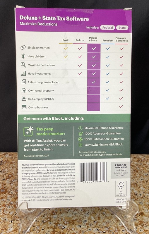 H&R Block 2025 Deluxe + State Tax Software Key Card PC/Mac gallery
