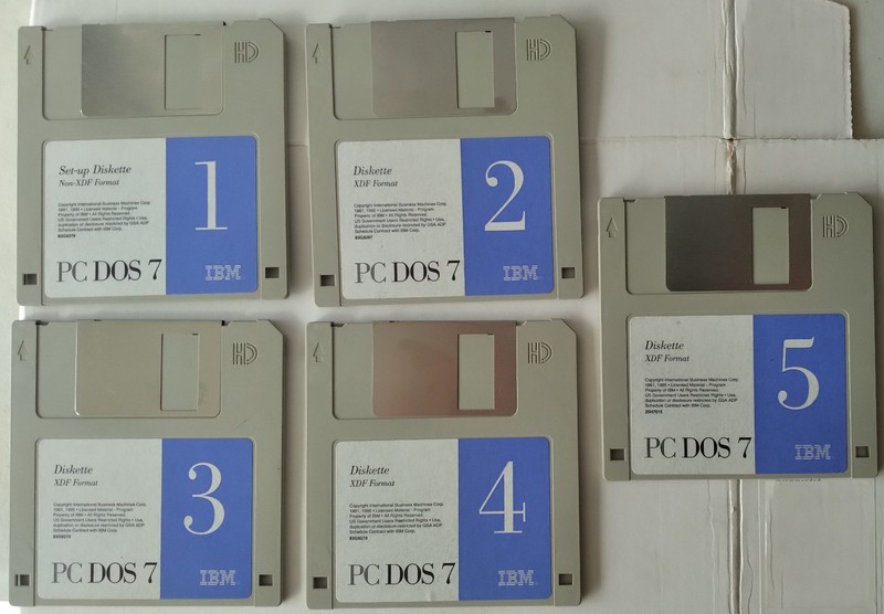 IBM PC DOS 7: 5 XDF (FDC) 3.5″ Disks / Six 3.5″ Digital/Diskettes for USB Floppy