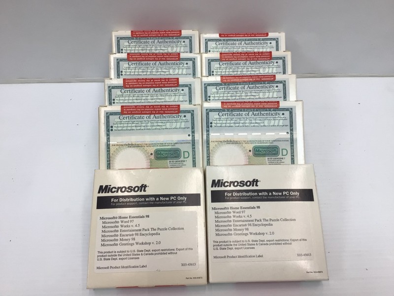 (LOT OF 10) MICROSOFT HOME ESSENTIALS 98 NEW IN BOX