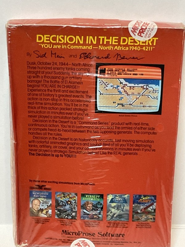 Apple II Plus IIc IIgs MicroProse Decision In The Desert NIP Sealed 128k gallery