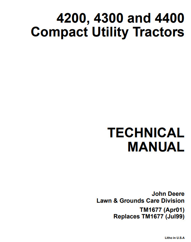 John Deere 4200 4300 4400 Compact Utility Tractor Service Repair Manual TM1677CD gallery