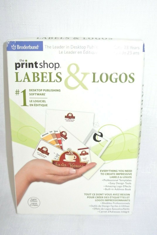 Broderbund The PrintShop Labels & Logos New-GENUINE- Sealed.