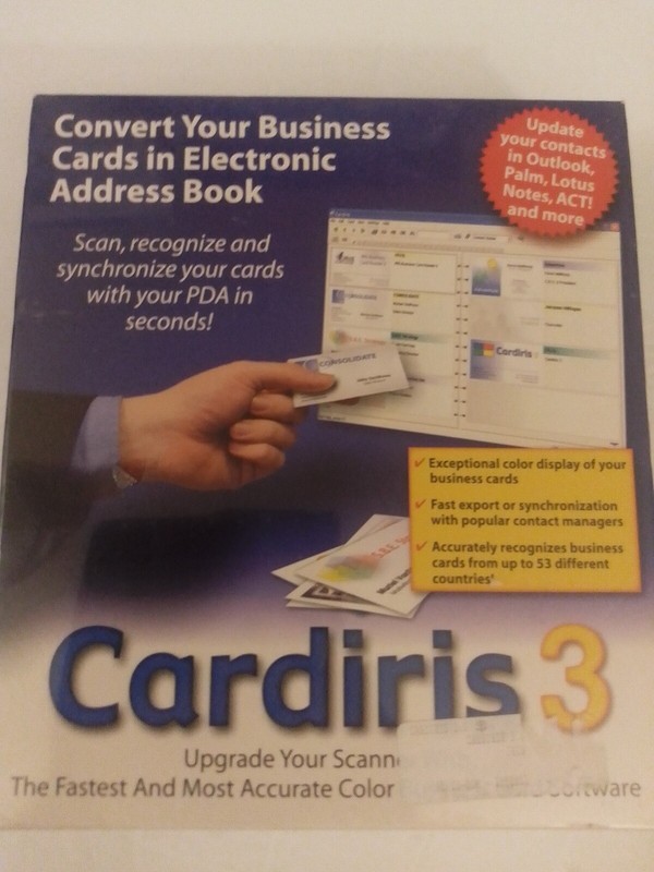 Cardiris 3 Business Card Scanning Software On CD-ROM for Windows 98 to XP New