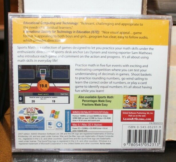 Sports Math: Decimals Made Easy Dorling Kindersley PC CD-ROM Sealed New 8-11 gallery