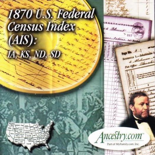 Ancestry 1870 U.S. Federal Census Index: IA KS ND SD PC CD genealogy family data