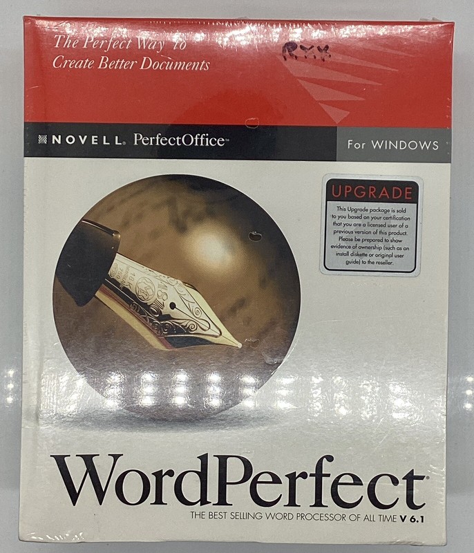 WordPerfect 6.1 Upgrade Software For Windows Novell 1994 – New Sealed
