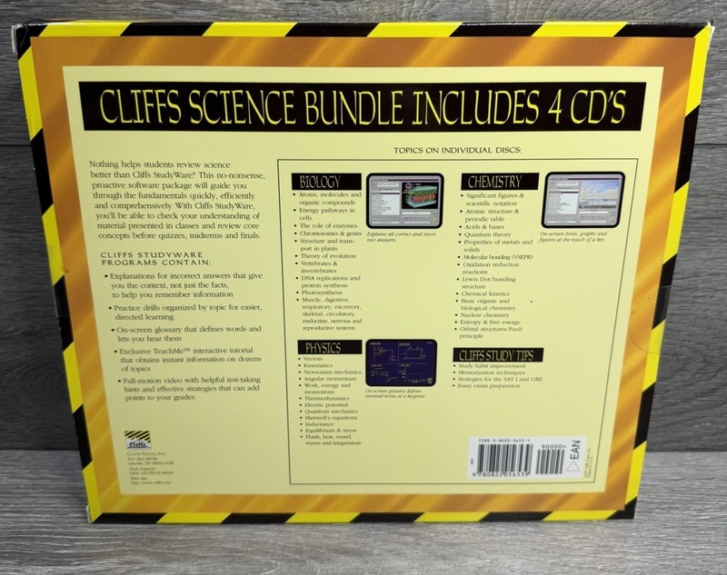 Science Cliffs Studyware IBM Macintosh PC Biology Chemistry Physics Big Box PC gallery
