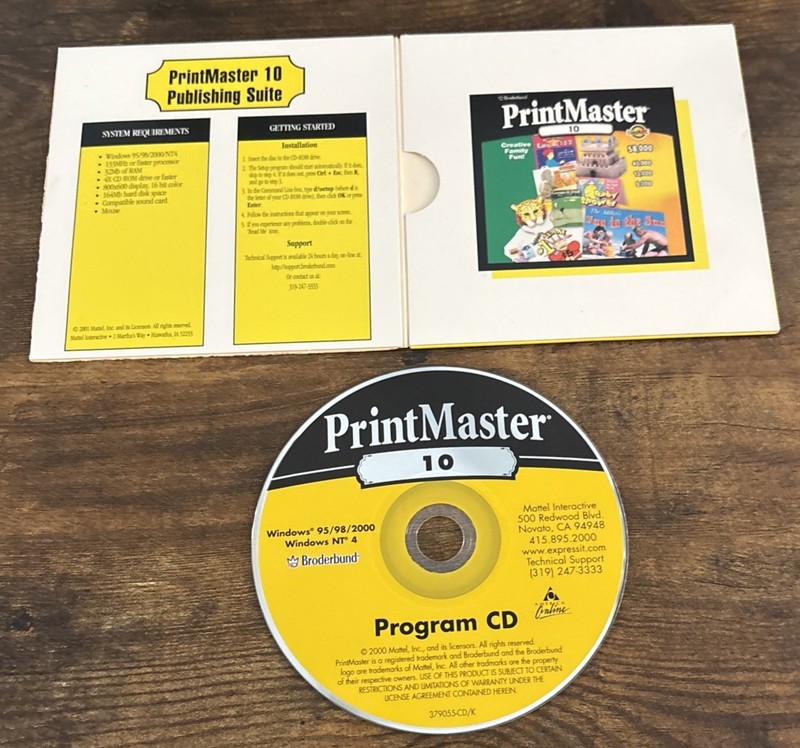 Vintage 2001 Broderbund Print Master 10 Publishing Suite CD-ROM Mattel gallery