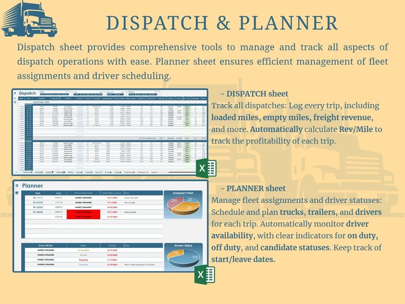 Trucking Operations Management Workbook & Power BI Analytics (Imperial) gallery
