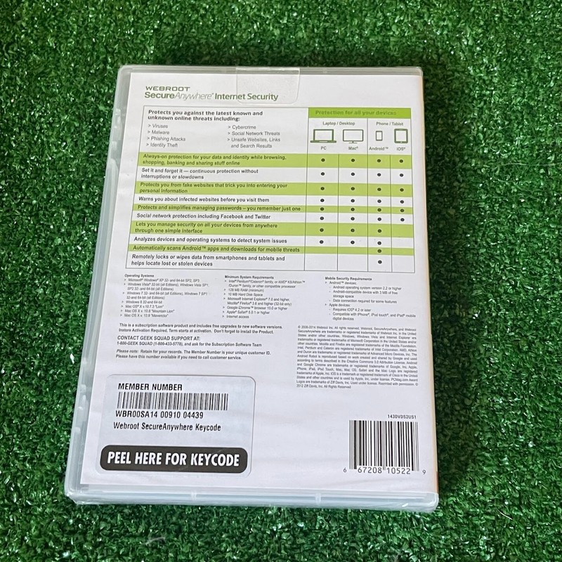 Webroot Secure Anywhere Advanced Security for PC, Mac and Mobile Devices CD NEW gallery