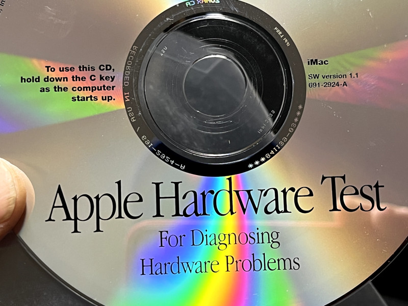 Apple iMac Hardware Test Diagnostic Disc CD SW version 1.1 691-2924-A