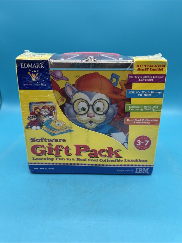 Baileys Software Gift Pack 1998 Edmark IBM PC CD-ROM Lunchbox + Plush NEW RARE🔥