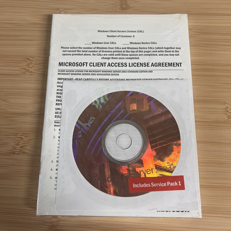 Microsoft Windows 2003 Server Standard Edition 5 CALs w/Key BRAND NEW SEALED