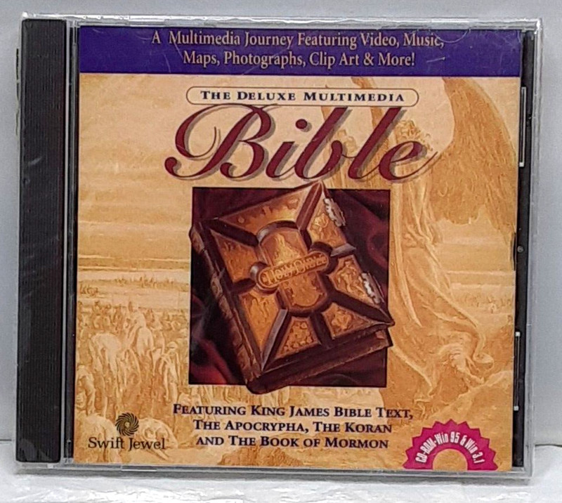 Deluxe Multimedia Bible CD King James Koran More Windows 95 3.1 Clipart Vintage