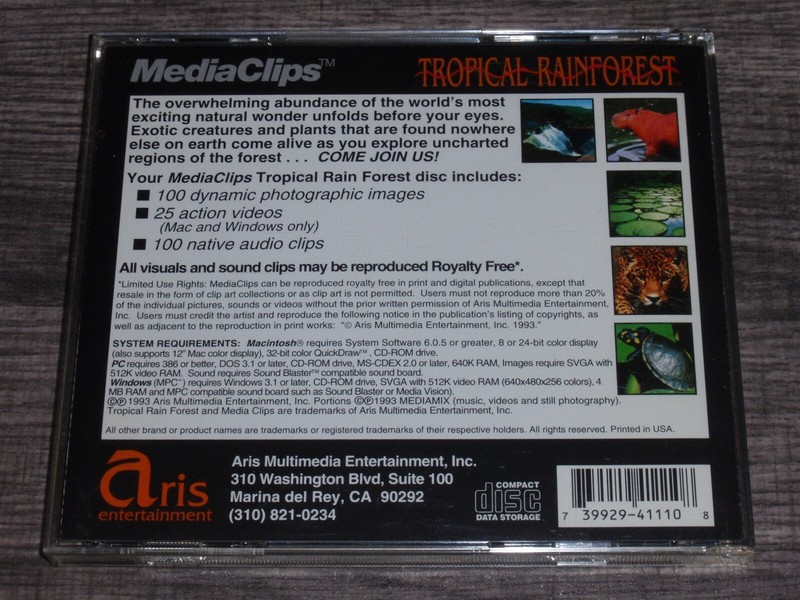 MediaClips Tropical Rainforest PC/Mac CD-ROM 1993 Aris Entertainment Windows 3.1 gallery