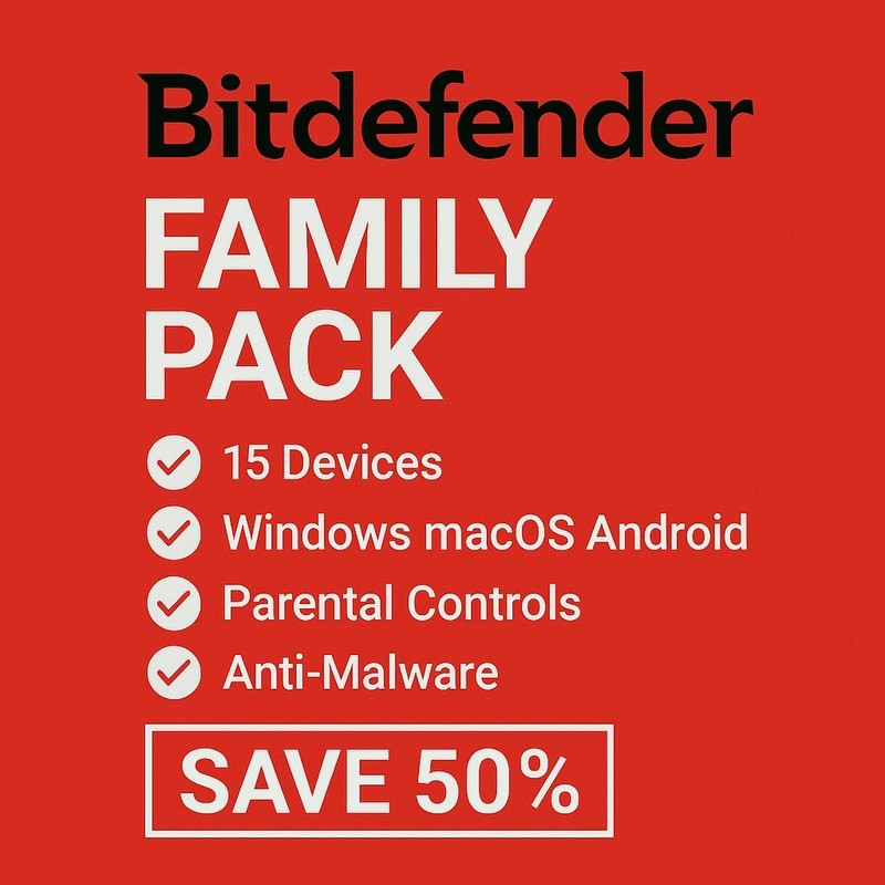 Bitdefender Family Pack 2 Years 15 Devices (Windows, MAC, Android) + Daily VPN