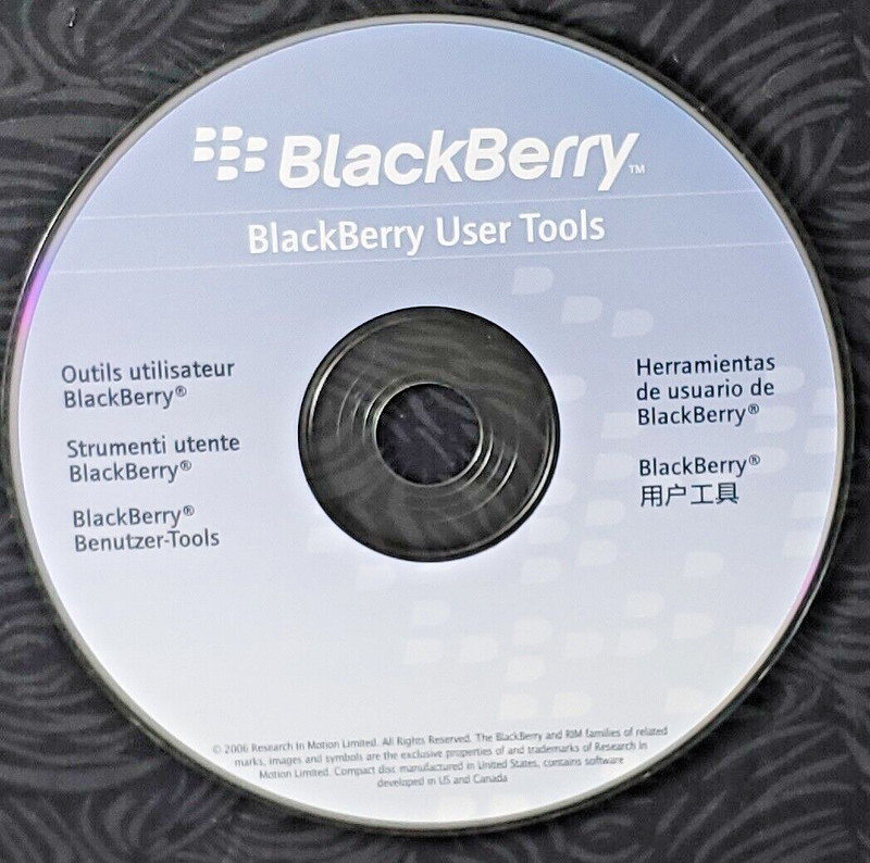 Blackberry User Tools CD-ROM Disc PC Full Version 2006 Software Setup/Install