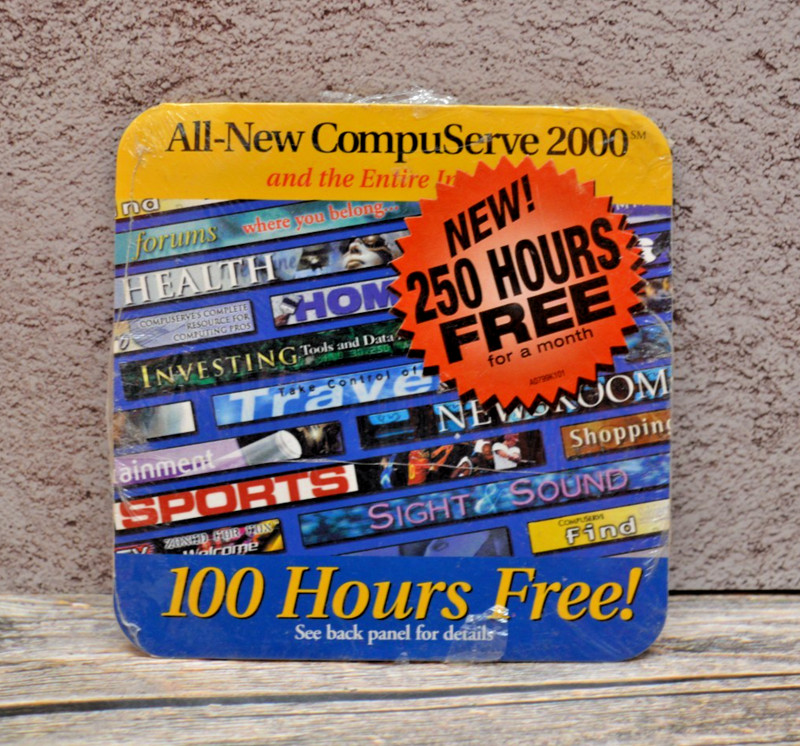 Vintage CompuServe 2000 Internet Access CD – 100/250 Hours Free Trial Promo🟡