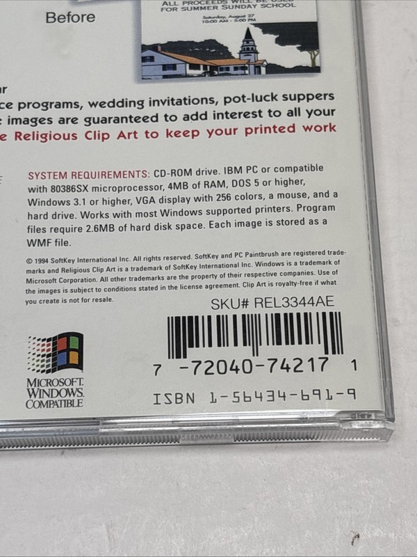 SOFTKEY Religious clip art Platinum CD-ROM 1994 Microsoft compatible gallery