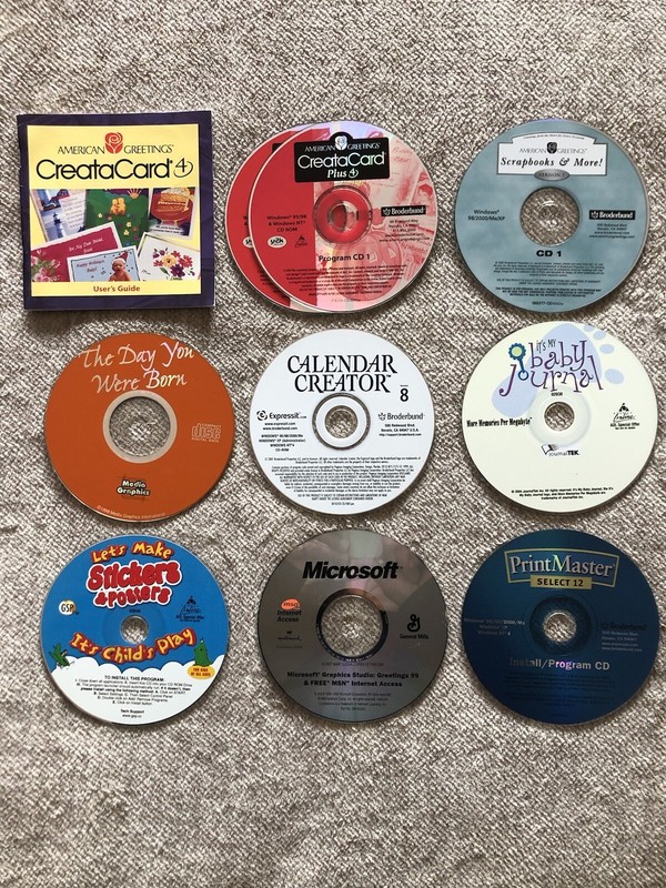 American Greetings CreataCard Calendar Stickers Scrapbook CD Rom LOT OF 9