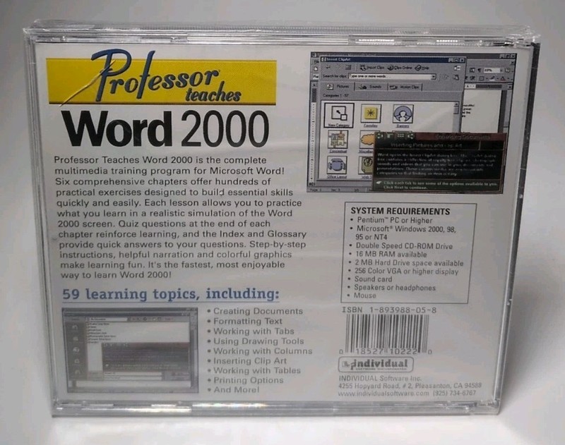 Professor Teaches Word 2000 CD-ROM for Windows 98 to XP Brand New Sealed B499 gallery