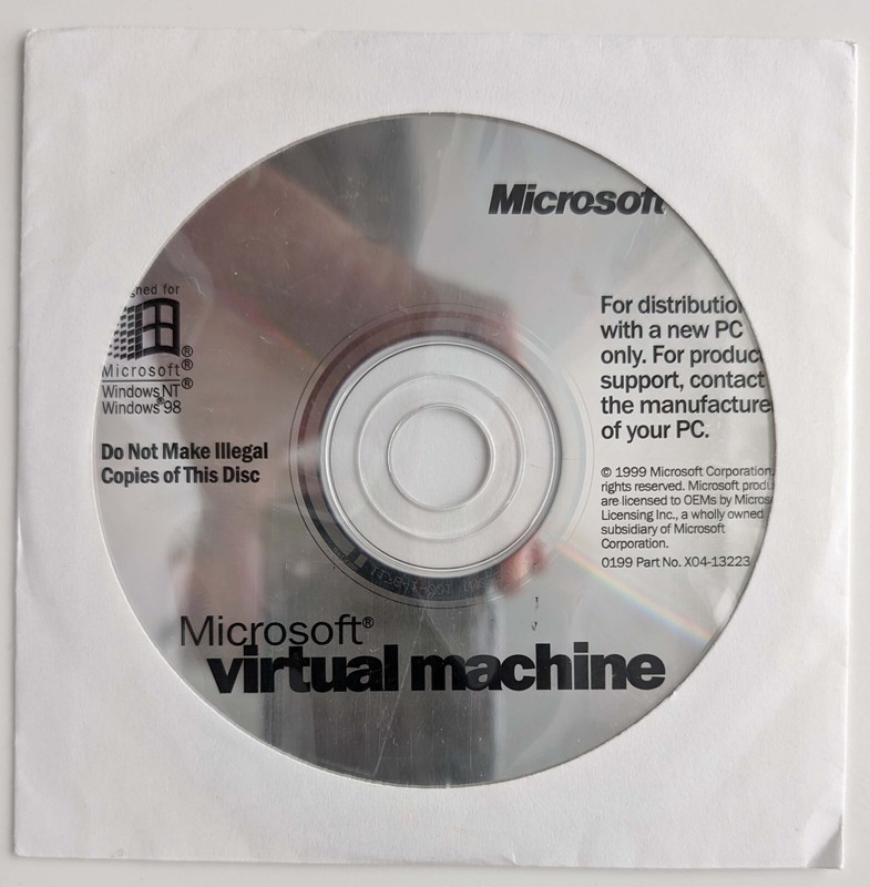 Original Vintage Collectible MICROSOFT VIRTUAL MACHINE CD ROM DISC Great Cond !