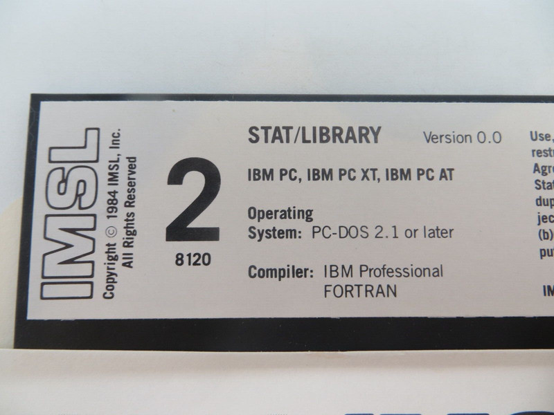 IMSL STAT/LIBRARY Version 0.0 5.25" Floppy Disks for IBM PC/XT/AT computers 1984 gallery