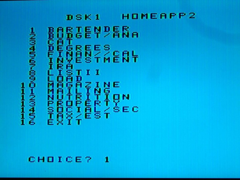 TI-99/4A HOME APPLICATION PROGRAMS #1 & #2 ON 2 5.25 FLOPPY DISK 083