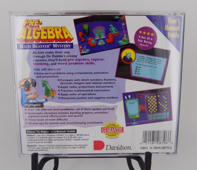 Davidson Math Blasters Mystery Pre-Alegebra for Win 95/3.1 and Mac! FREE SHIP! gallery