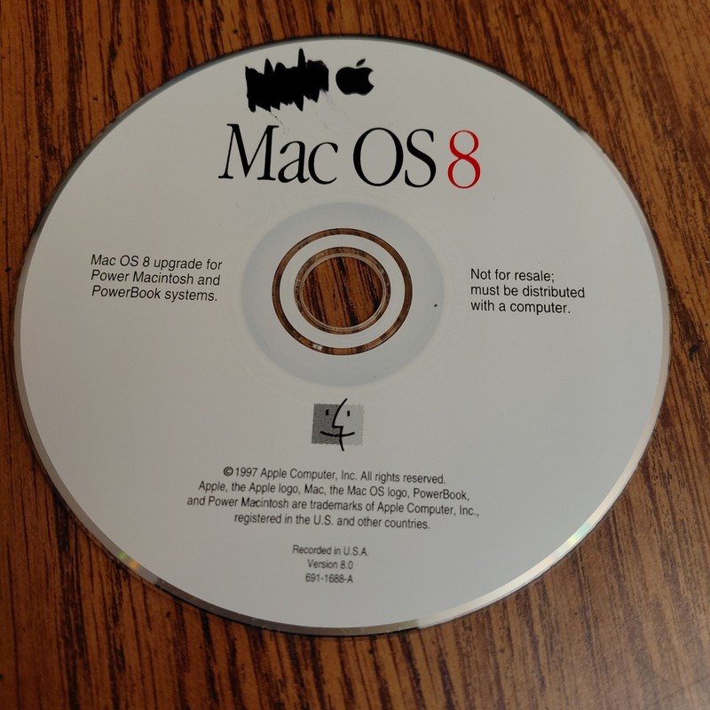 Apple Mac OS 8 Upgrade for Power Macintosh CD Version 8.0 1997 CD ROM Disc Only