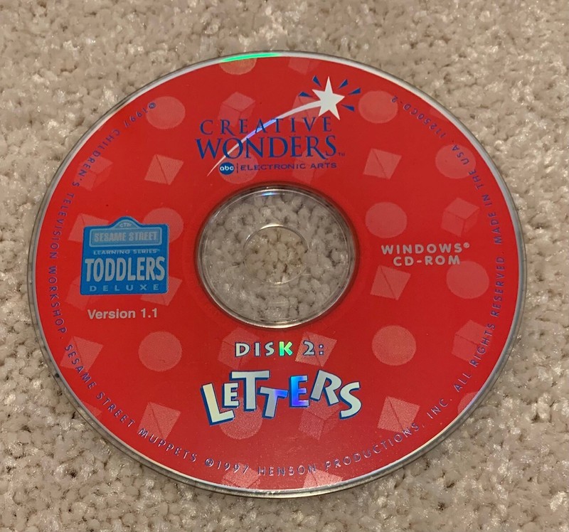 Sesame Street Letters Disk 2 CD-Rom Creative Wonders Windows 1997 Disc