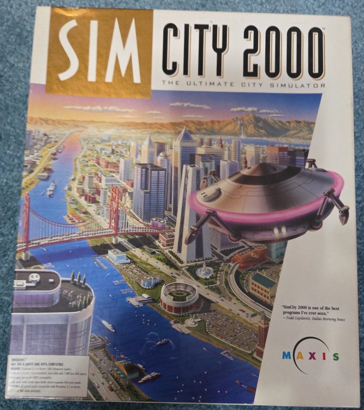 Sim City 2000 Big Box IBM Windows PC Game CD & 3.5″ Floppy 1993 Software