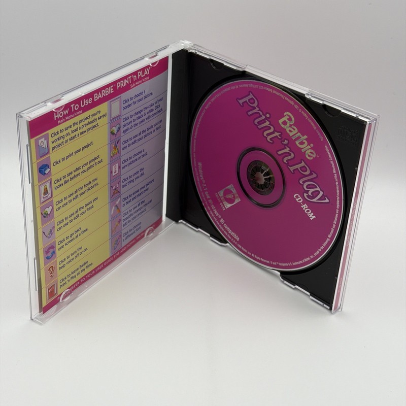 Barbie Print n Play PC CD-ROM Invitations Decoration Party Hats Dolls 1994 gallery