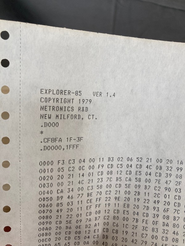 Microsoft Explorer 8K Basic, Netronics Monitor Driver 70s Software + Printout gallery